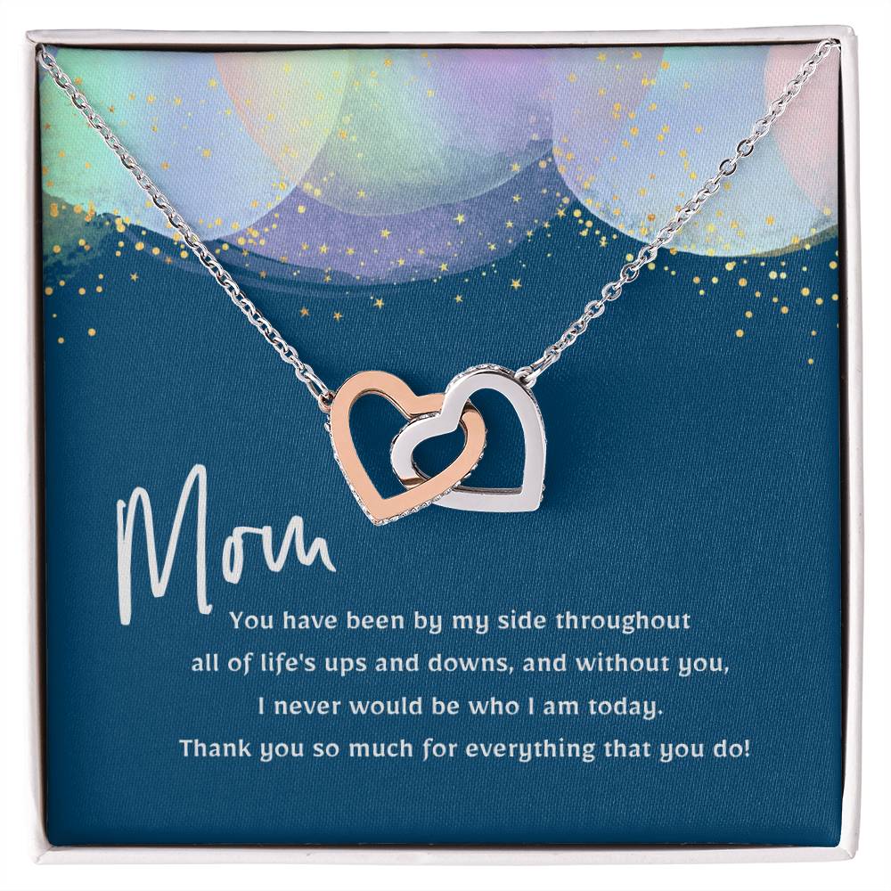 Thank You Mom Interlocking Hearts Necklace