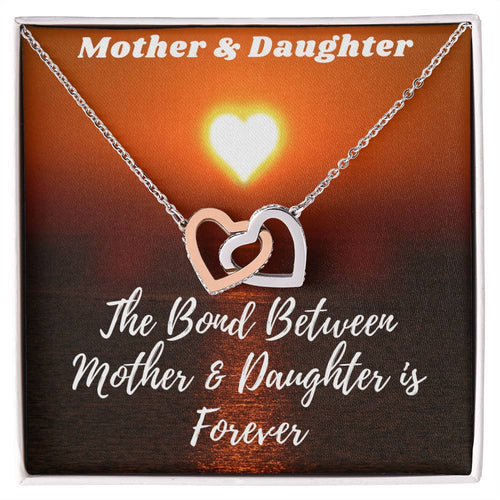 Mother & Daughter Necklace - The Bond Is Forever Interlocking Hearts Necklace