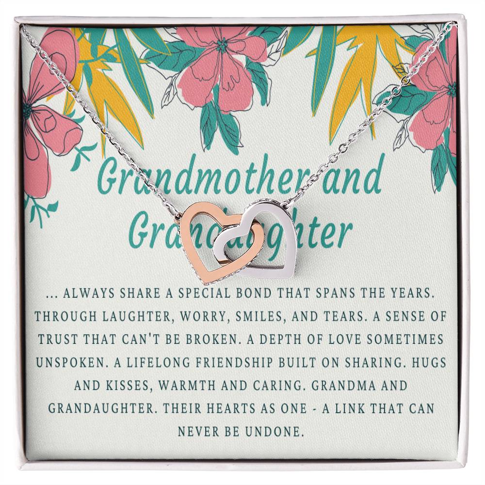 Grandmother & Granddaughter Necklace Grandma Gift Granddaughter Gift Jewelry For Family Birthday Gift Interlocking Hearts Necklace