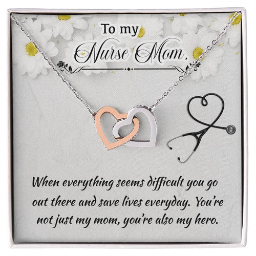 Nurse Mom Mother'S Day Interlocking Hearts Necklace