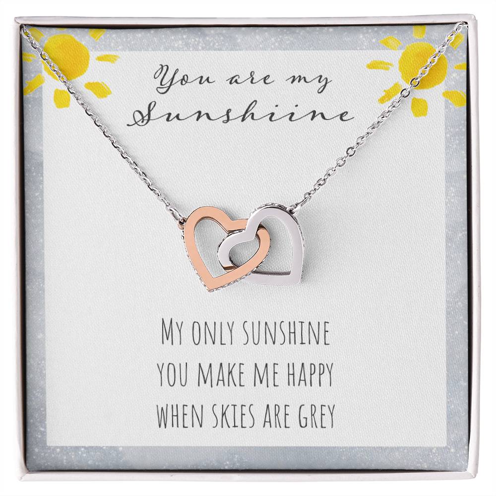 You Are My Sunshine Interlocking Hearts Necklace