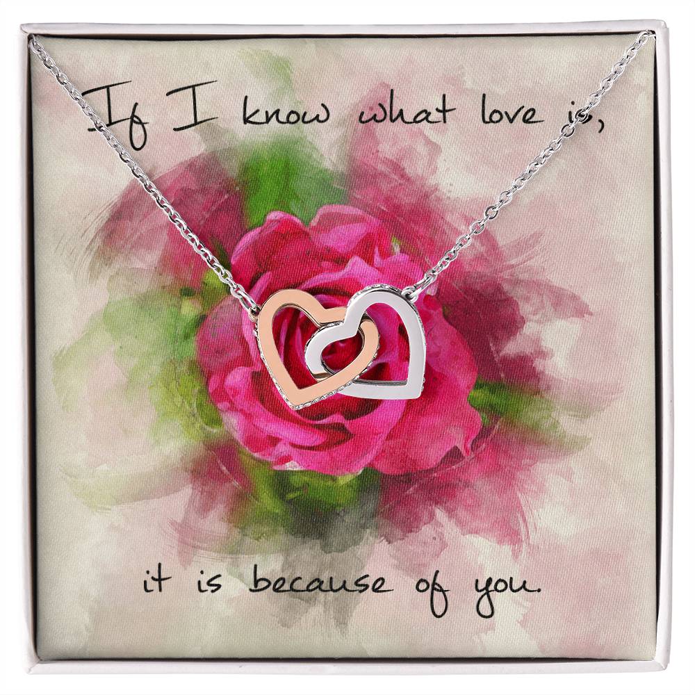 Interlocking Hearts Necklace – Red Rose Message Card