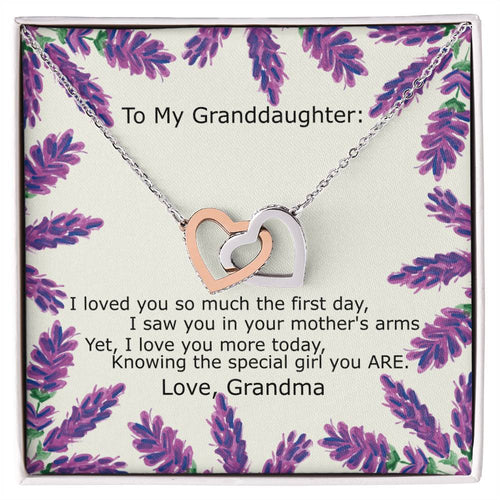 To My Granddaughter - Special Girl You Are Necklace Interlocking Hearts Necklace