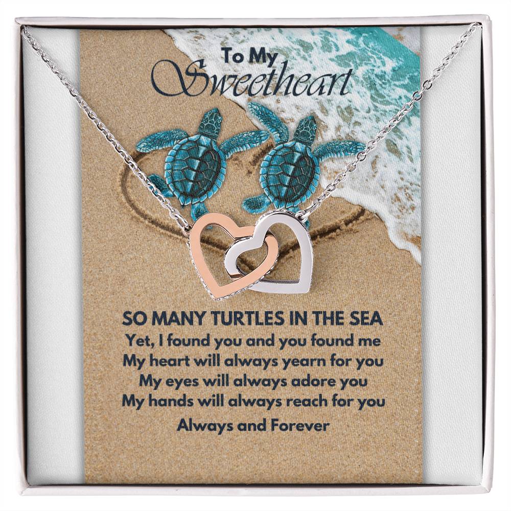 Turtle Love Interlocking Hearts Necklace