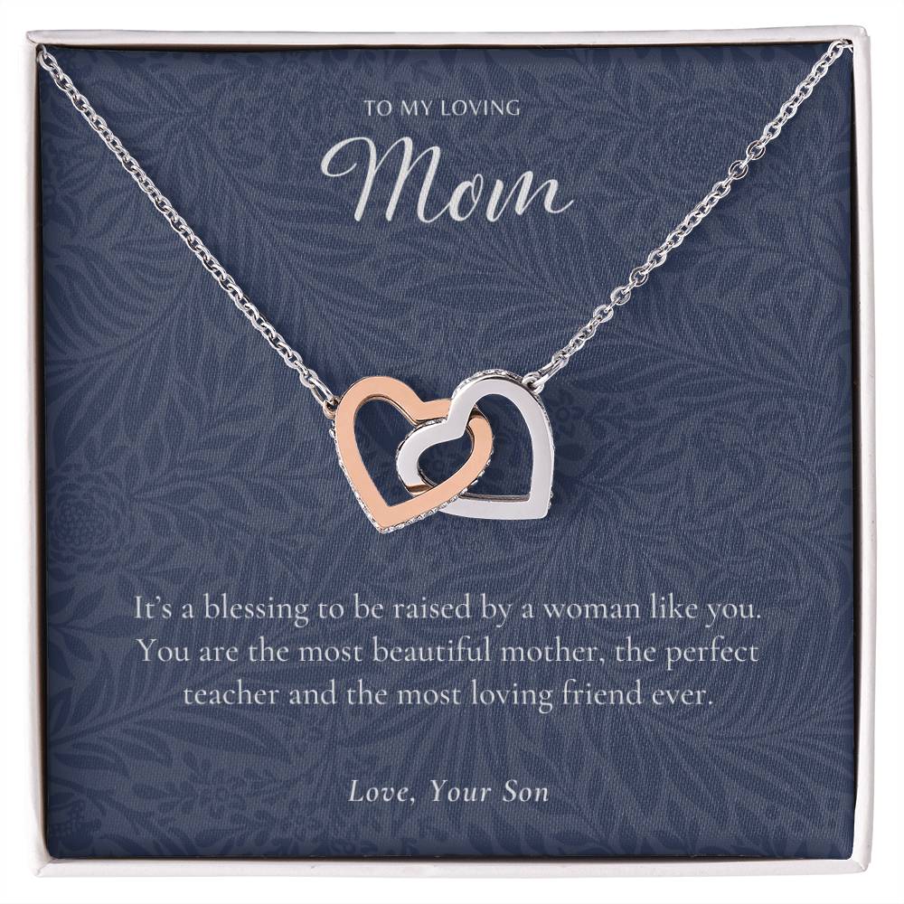 Gift For Mom From Son Mother Necklace From Son Mother'S Day Gift From Son Best Mom Gift Mother'S Birthday Gift Interlocking Hearts Necklace