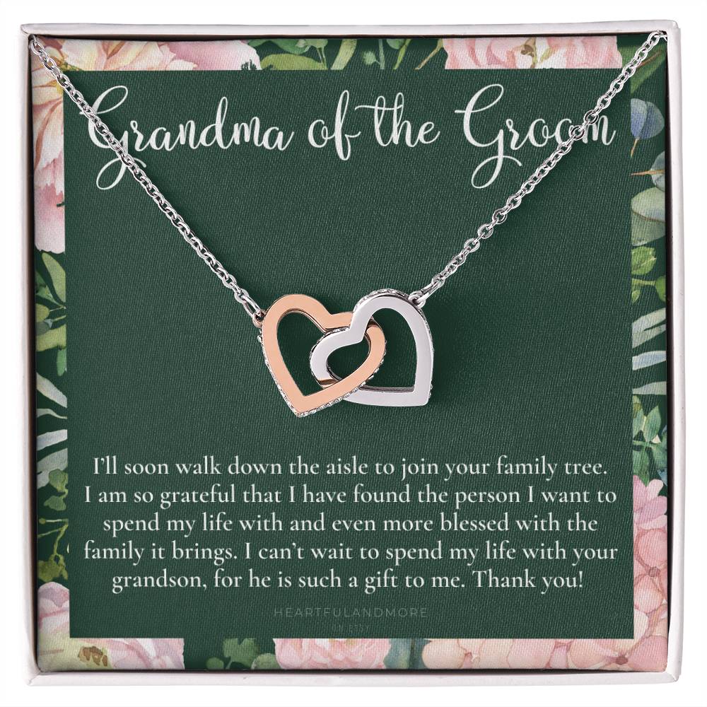 Grandmother Of The Groom Gift Necklace Grandma Wedding Gift Nana Bridal Shower Rehearsal Dinner Thank You Gift Interlocking Hearts Necklace