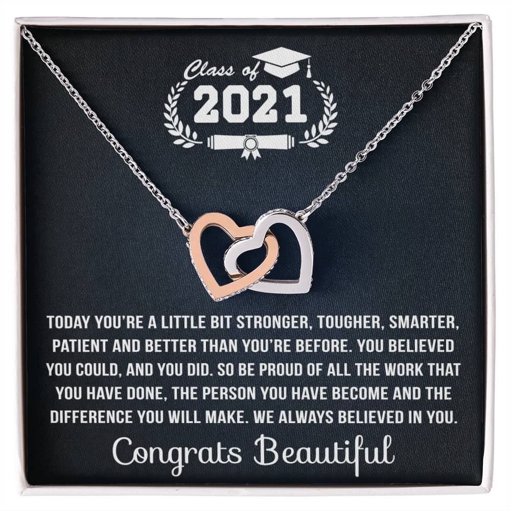 You Are Stronger Interlocking Hearts Necklace