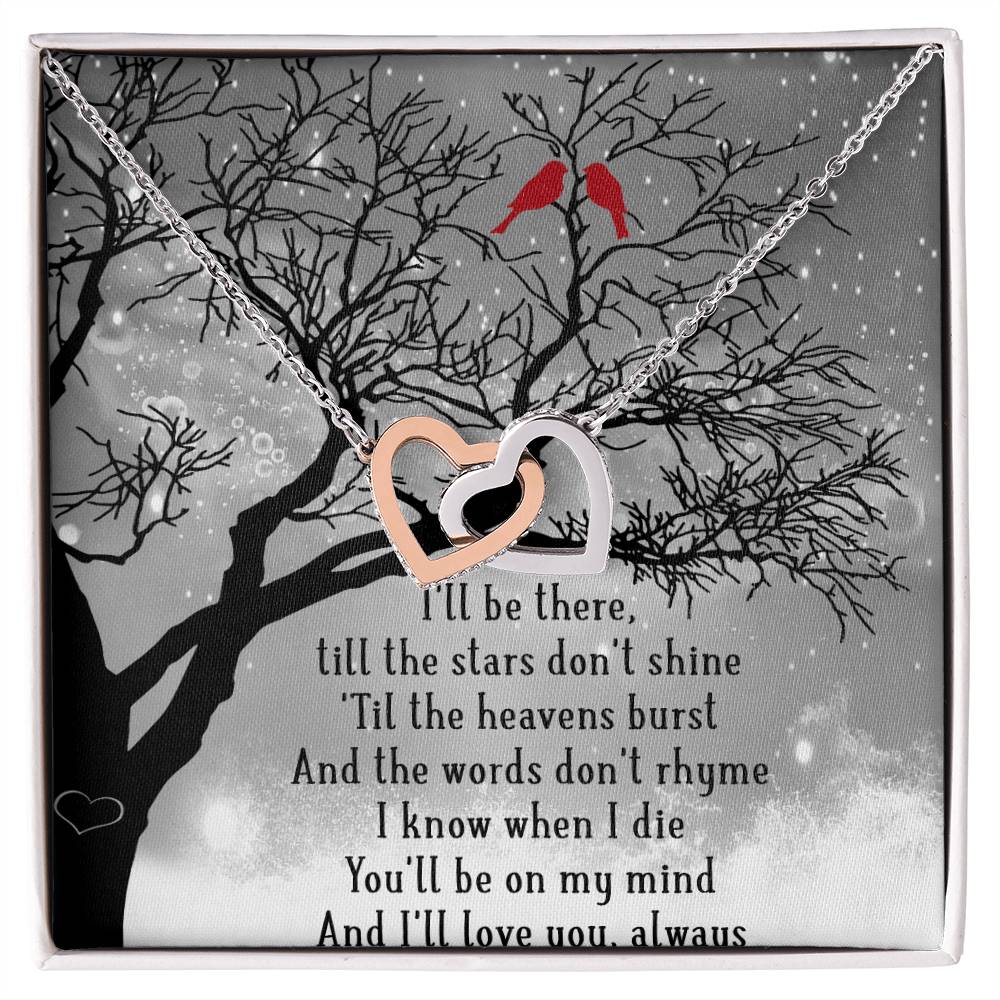 I'Ll Be There Interlocking Hearts Necklace Message Card