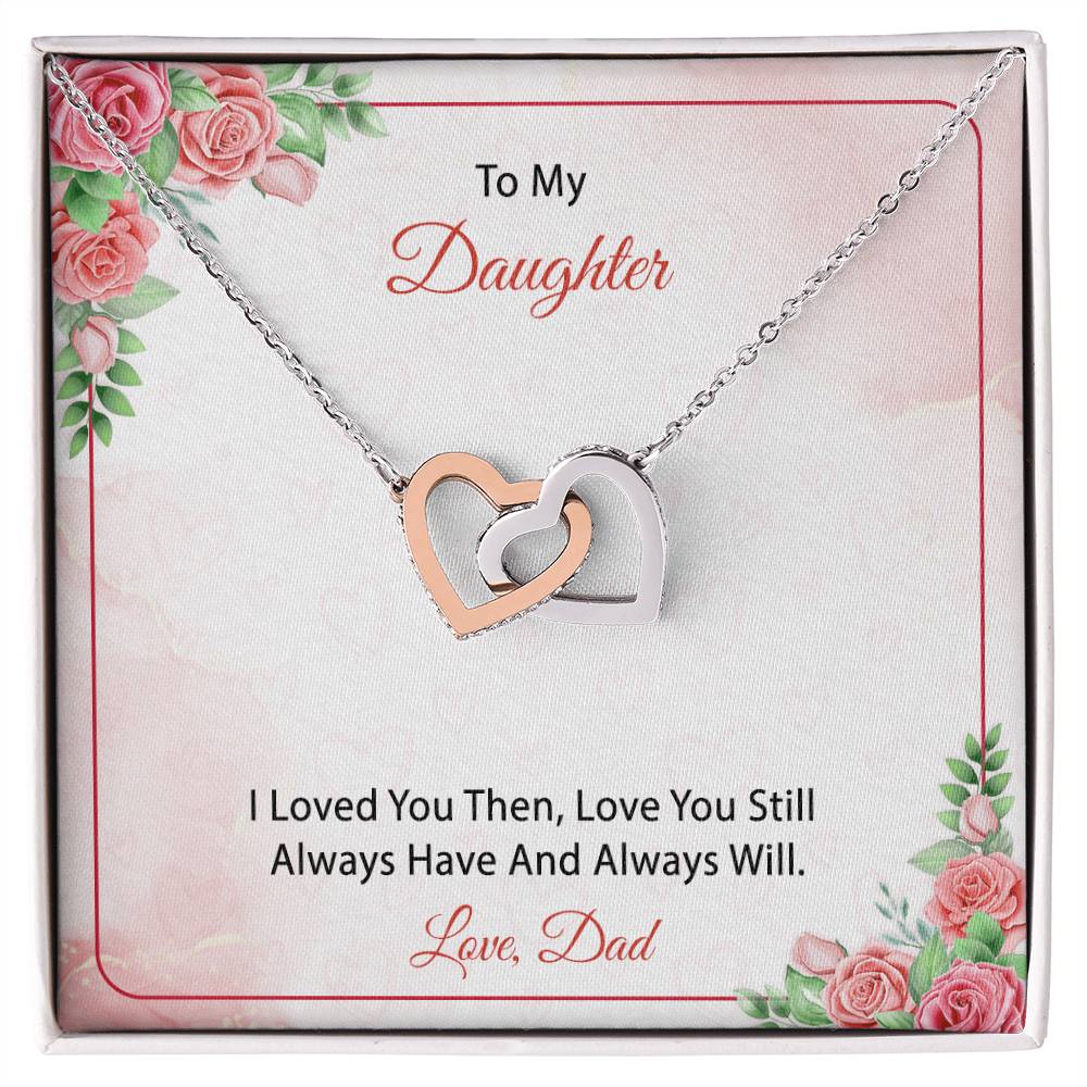To My Daughter From Dad Interlocking Hearts Necklace