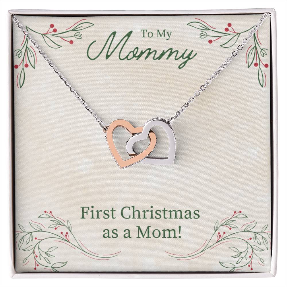 To My Mommy - First Christmas As A Mom - Interlocking Heart Necklace Interlocking Hearts Necklace