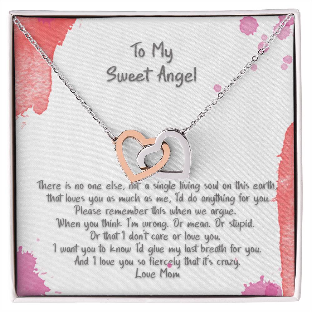 Teen Daughter My Sweet Angel There'S No One Else Hearts Necklace Interlocking Hearts Necklace