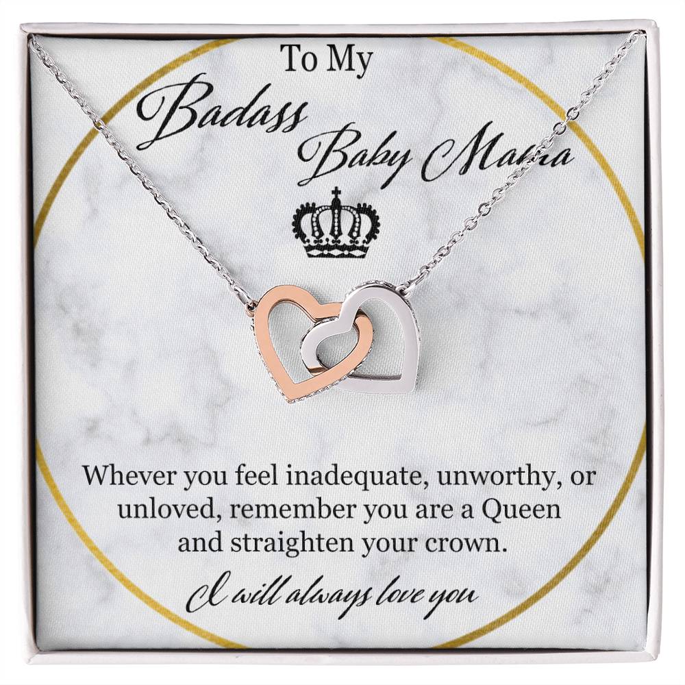 To My Badass Baby Mama Interlocking Hearts Necklace