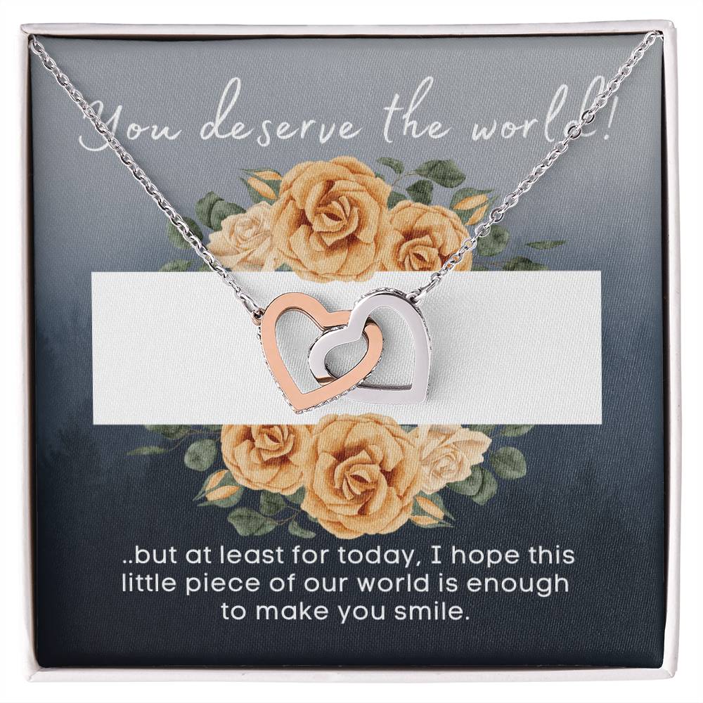 My World - Stainless Steelrose Gold Interlocked Hearts Necklace And Card Interlocking Hearts Necklace