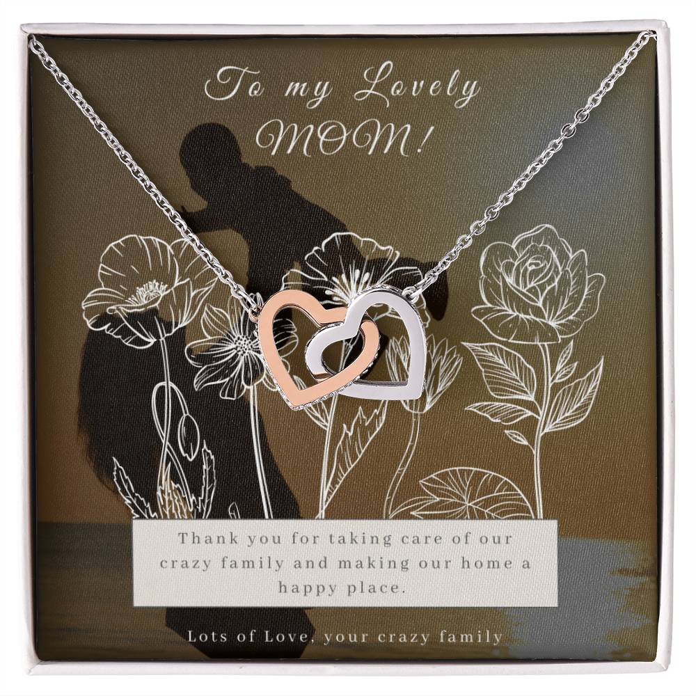 Double Interlocking Hearts Necklace For Mother'S Day