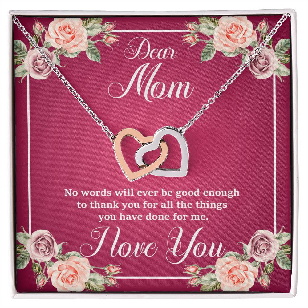 Mother'S Day Collection - Gorgeous Shiny Necklace With A Heart-Felt Message Interlocking Hearts Necklace