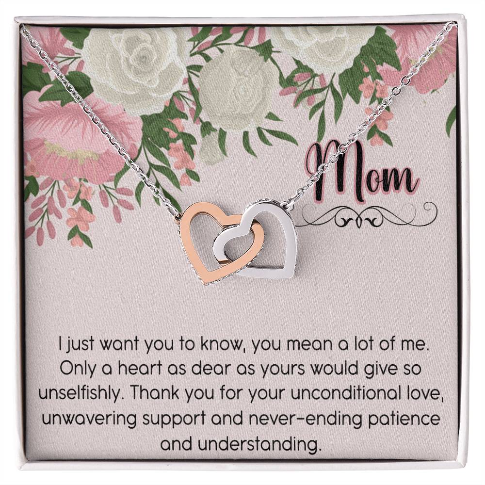 Mom Interlocking Hearts Necklace Message Card