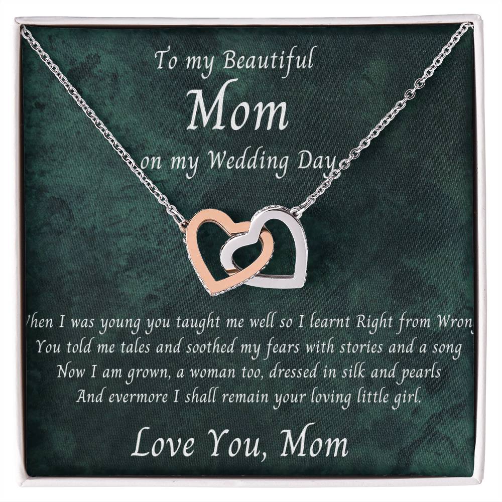 Mom Wedding Gift Bride To Mom Gift Daughter To Mother Wedding Gift Interlocking Hearts Necklace