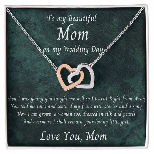 Mom Wedding Gift Bride To Mom Gift Daughter To Mother Wedding Gift Interlocking Hearts Necklace