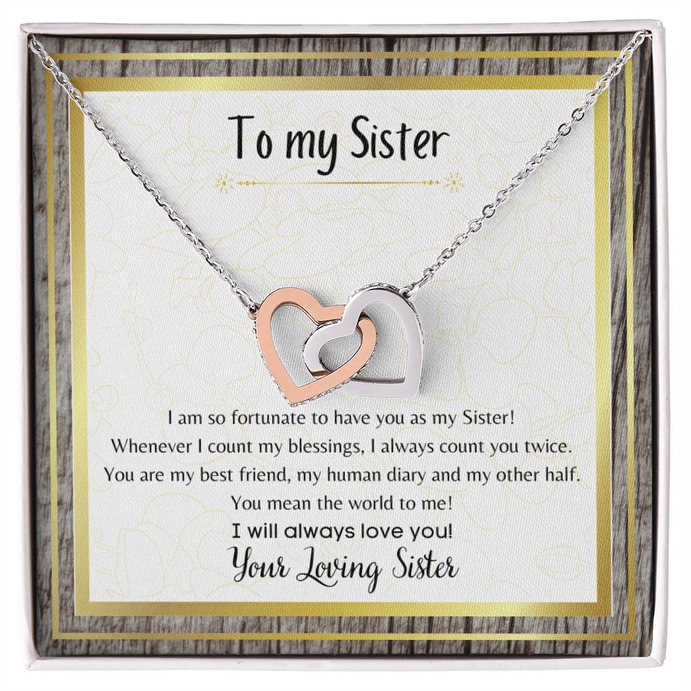 To My Sister Interlocking Hearts Necklace