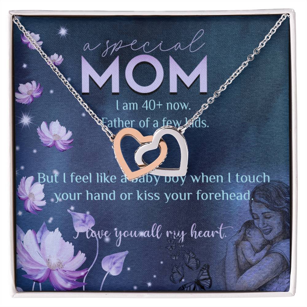 Feel Like Baby Boy Gift For Mom Interlocking Hearts Necklace