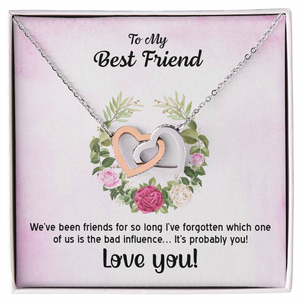Best Friens Double Hearts Gift .We'Ve Been Friends So Long Interlocking Hearts Necklace