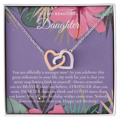Gift For 13 Year Old Girl Gifts 13Th Birthday Girl 13Th Birthday Gift Thirteenth Birthday Necklace Teen Birthday Gift Official Teenager Interlocking Hearts Necklace
