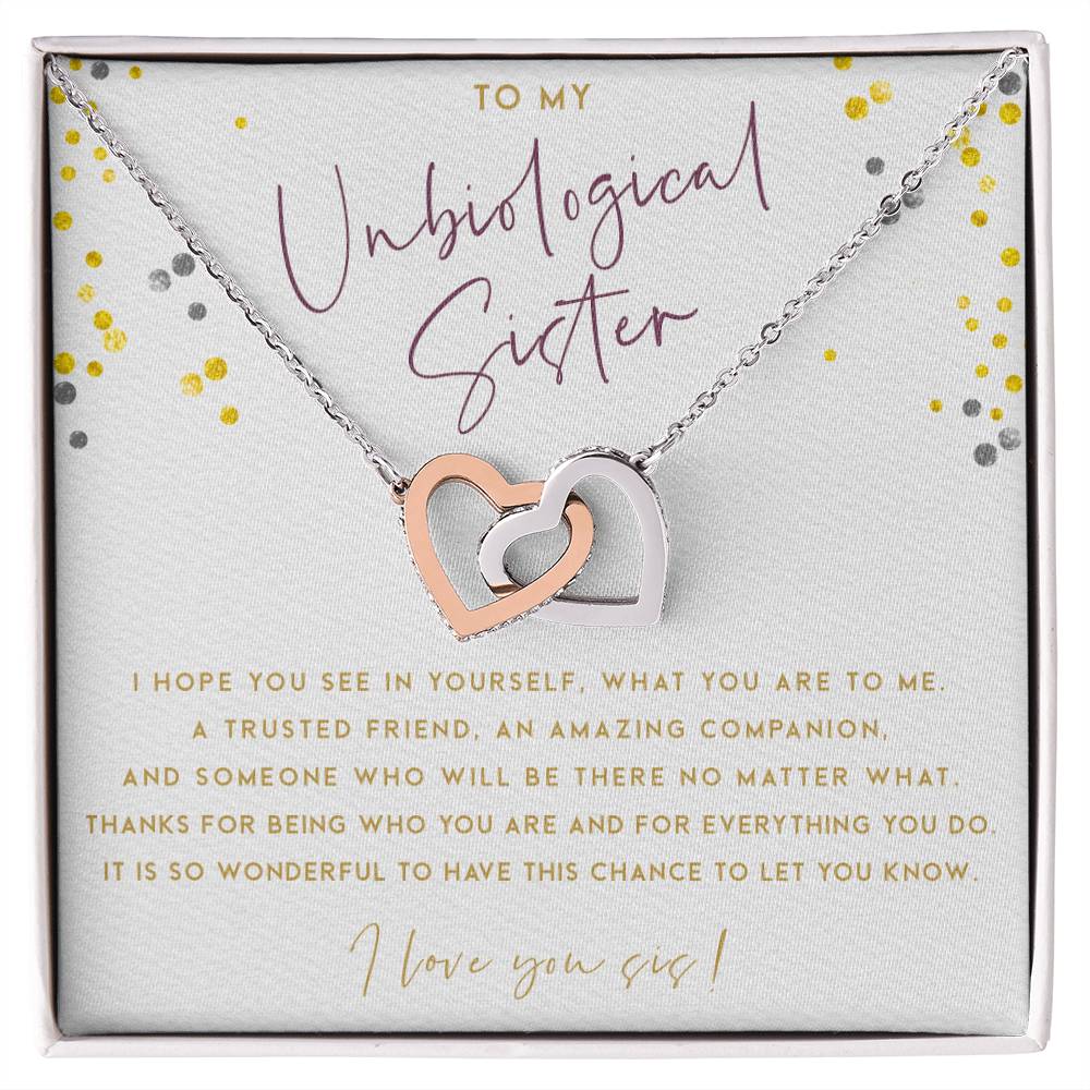 To My Unbiological Sister! Interlocking Hearts Necklace