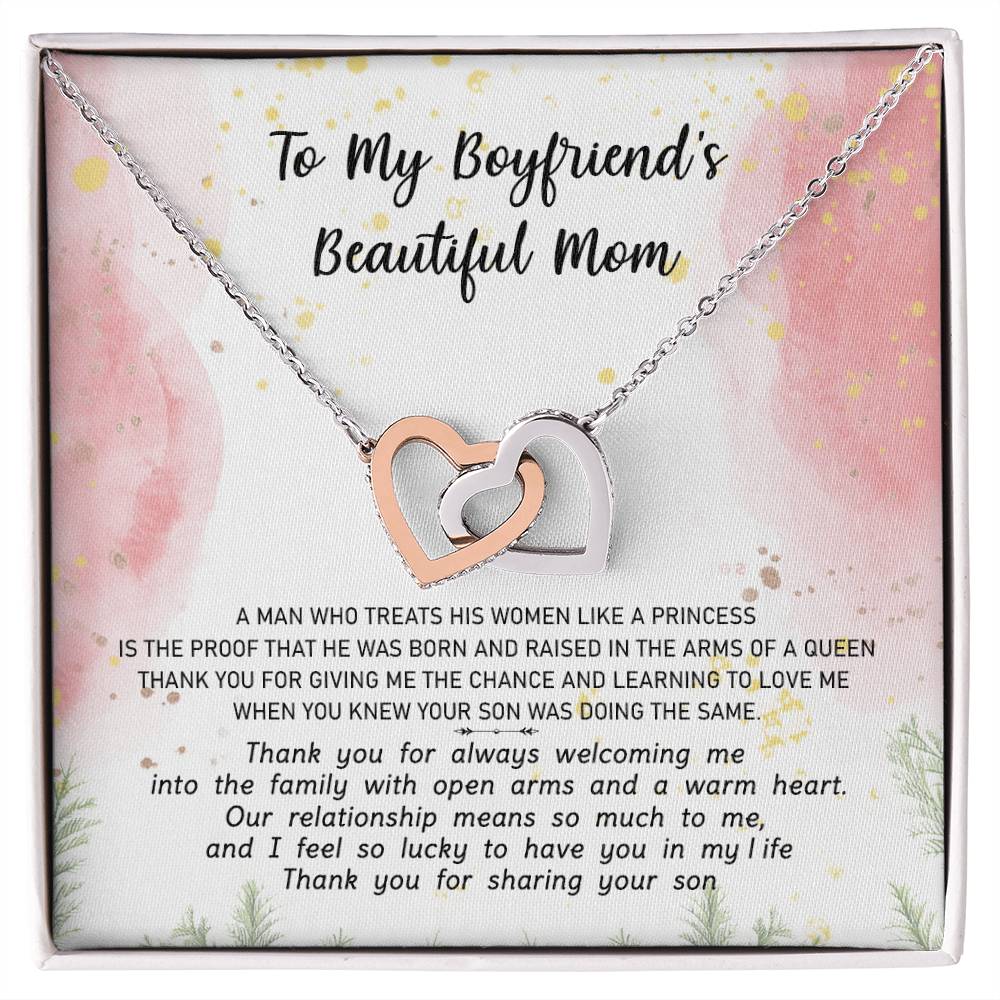 Gift For Boyfriend'S Mom - The Arms Of A Queen 2 - Interlocking Interlocking Hearts Necklace