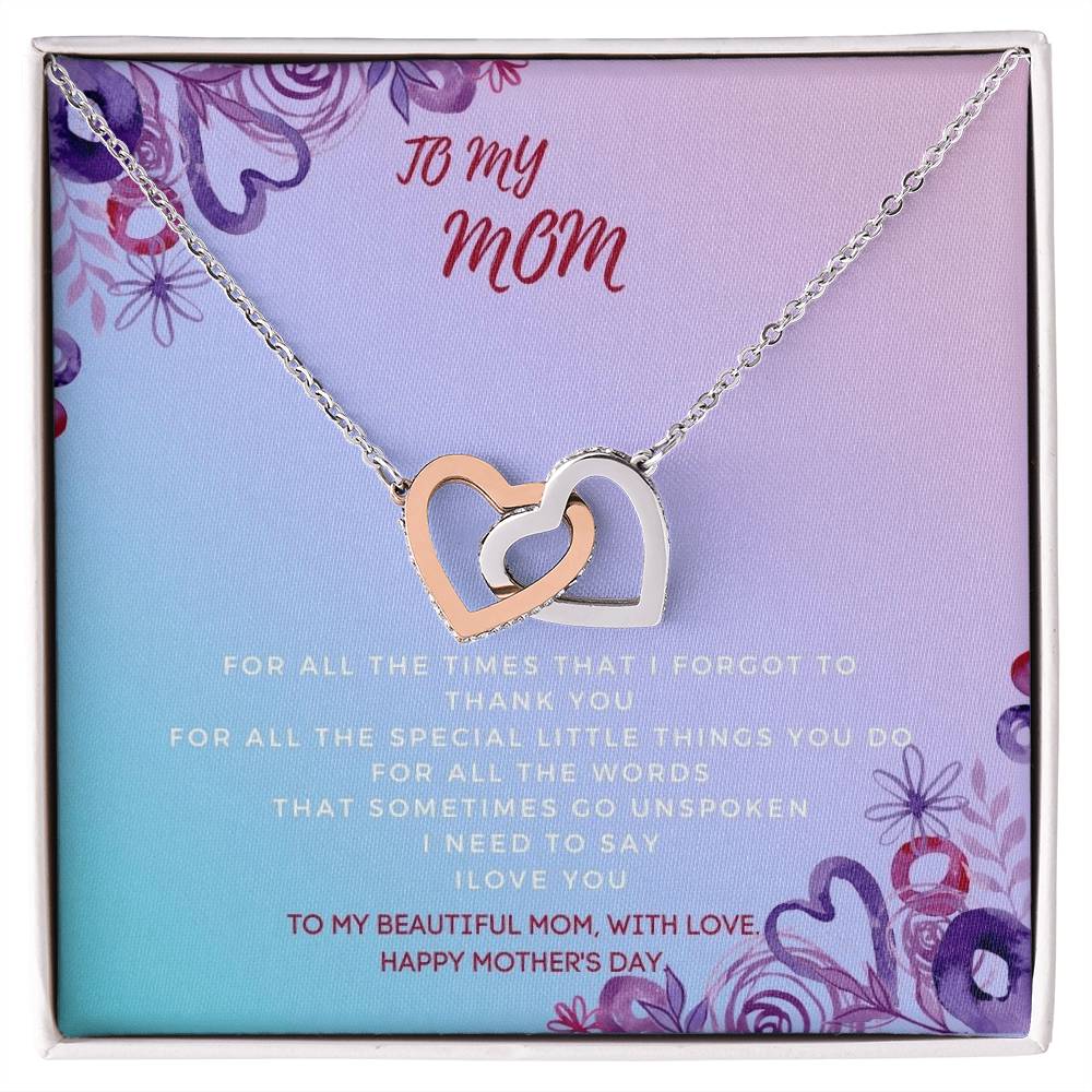 Mother'S Day Two Hearts Necklace Gift For Mom For Mother’S Day Interlocking Hearts Necklace