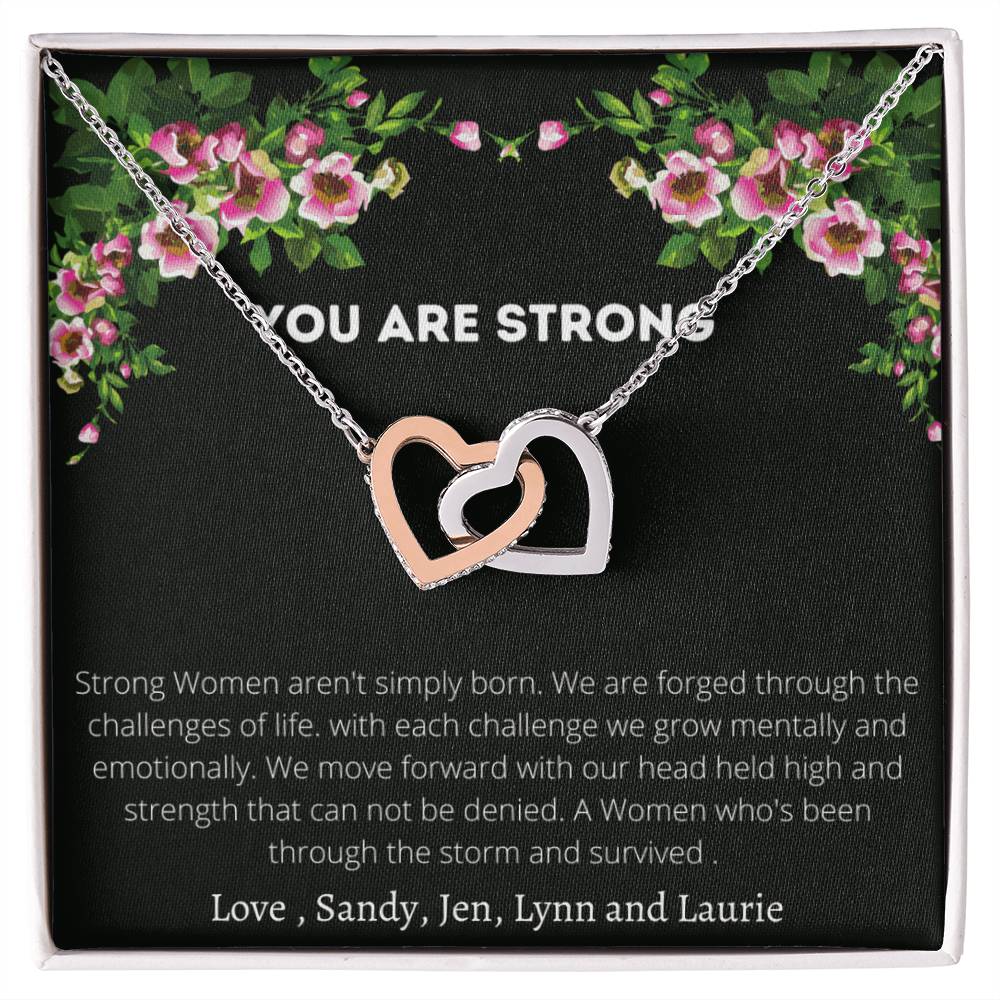 You Are Strong Interlocking Hearts Necklace