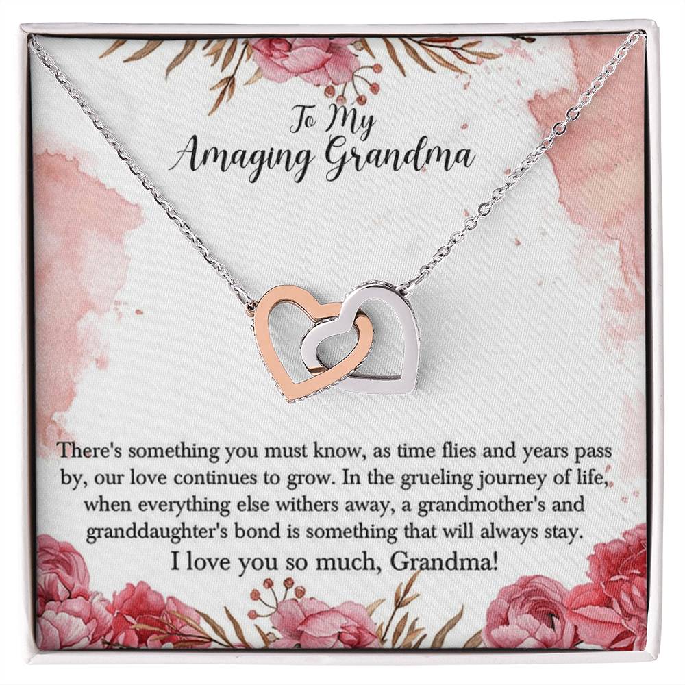 To My Amazing Grandma Interlocking Hearts Necklace
