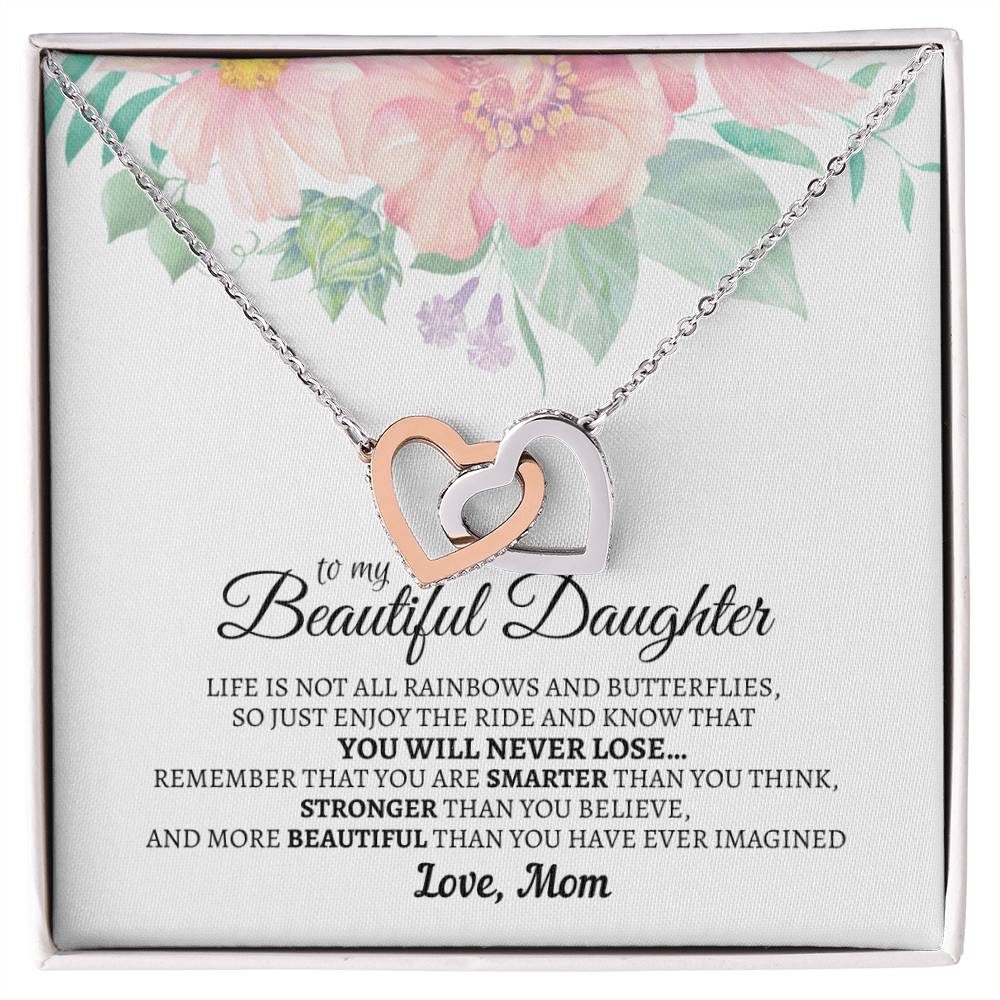 To My Beautiful Daughter - Luxurious Interlocking Hearts Cube - So91 Interlocking Hearts Necklace