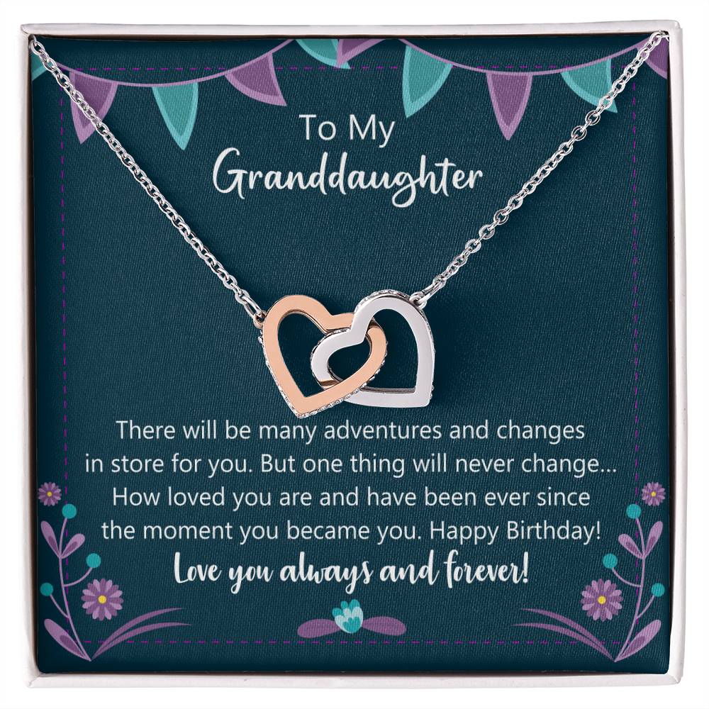 Happy Birthday My Granddaughter Interlocking Hearts Necklace