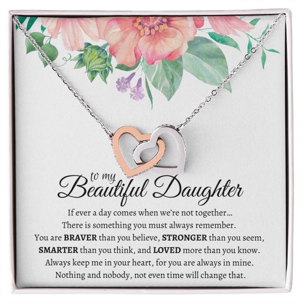 To My Beautiful Daughter - Luxurious Infinity Cube - So88 Interlocking Hearts Necklace