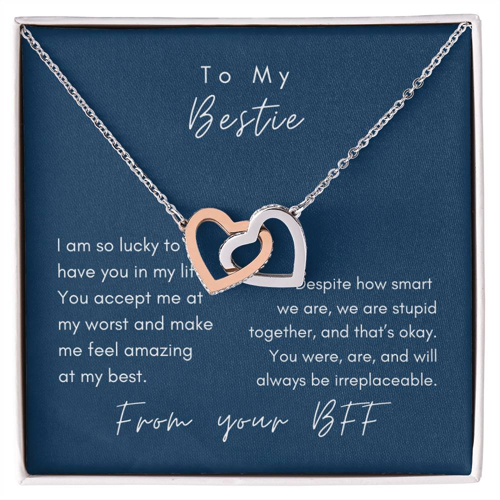 Lucky To Have Friend Necklace Interlocking Hearts Necklace