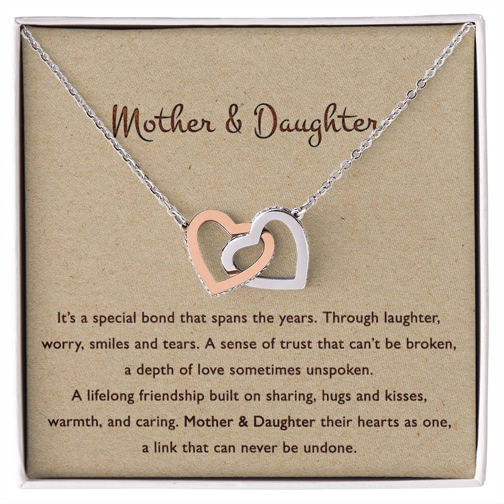 Mother & Daughter Their Hearts As One - Necklace Interlocking Hearts Necklace