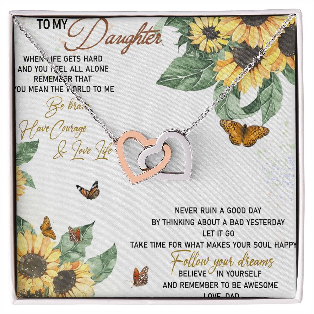 To My Daughter Interlocking Hearts Necklace Message Card