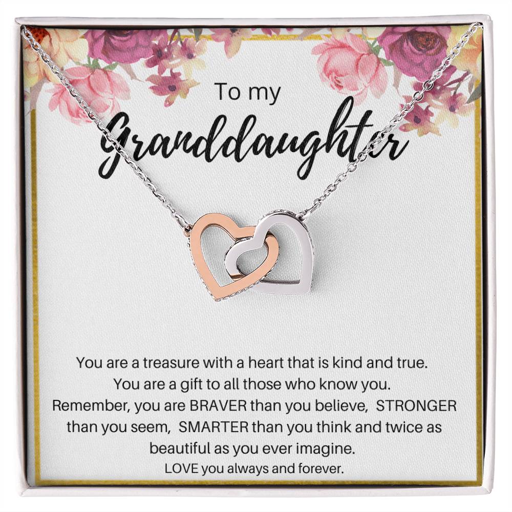 To My Granddaughter Interlocking Hearts Necklace