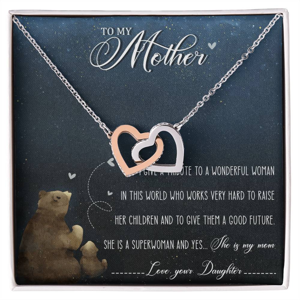 Mother Interlocking Hearts Necklace Message Card