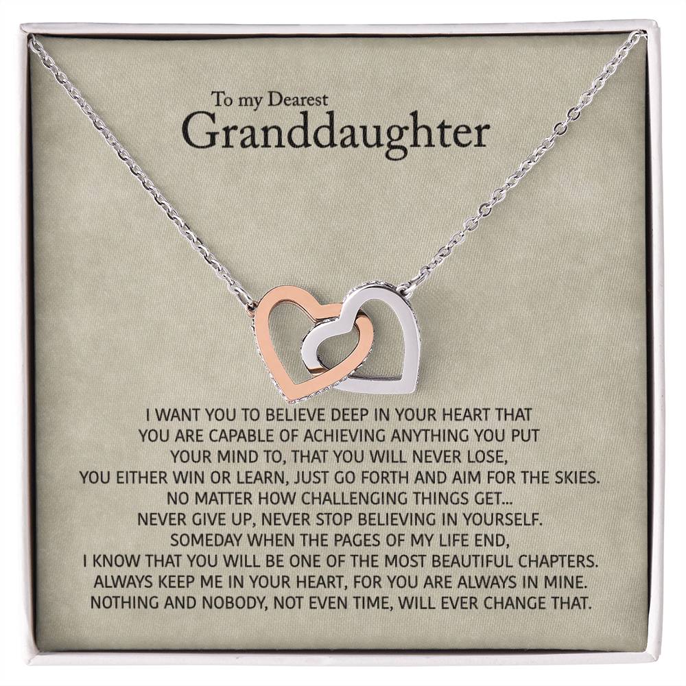 To My Dearest Granddaughter - Love Gift For Granddaughters All Ages - Interlocking Hearts Necklace