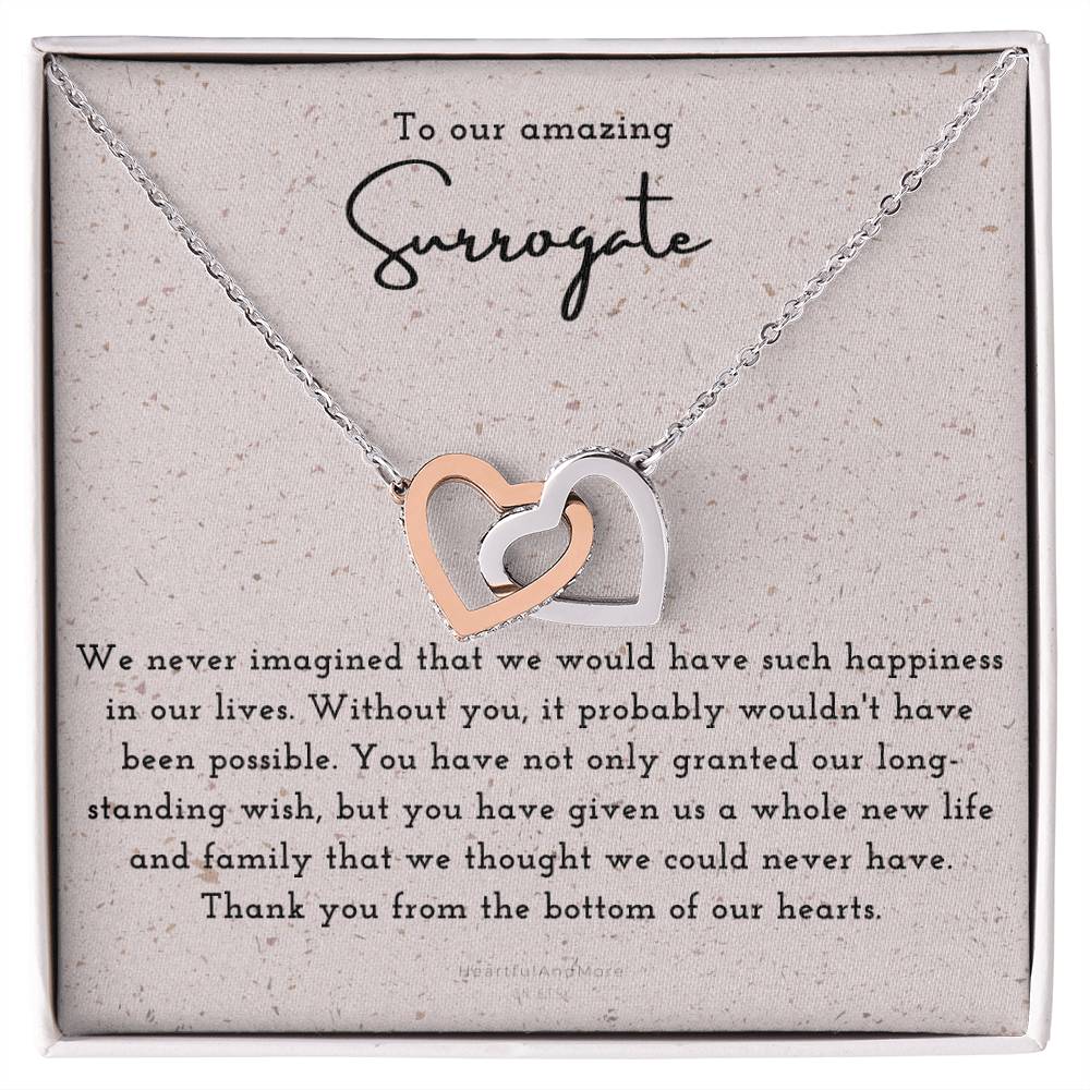 Surrogate Appreciation Gift Surrogate Gift Surrogate Gift With Message Card Surrogate Transfer Day Thank You Gift Interlocking Hearts Necklace