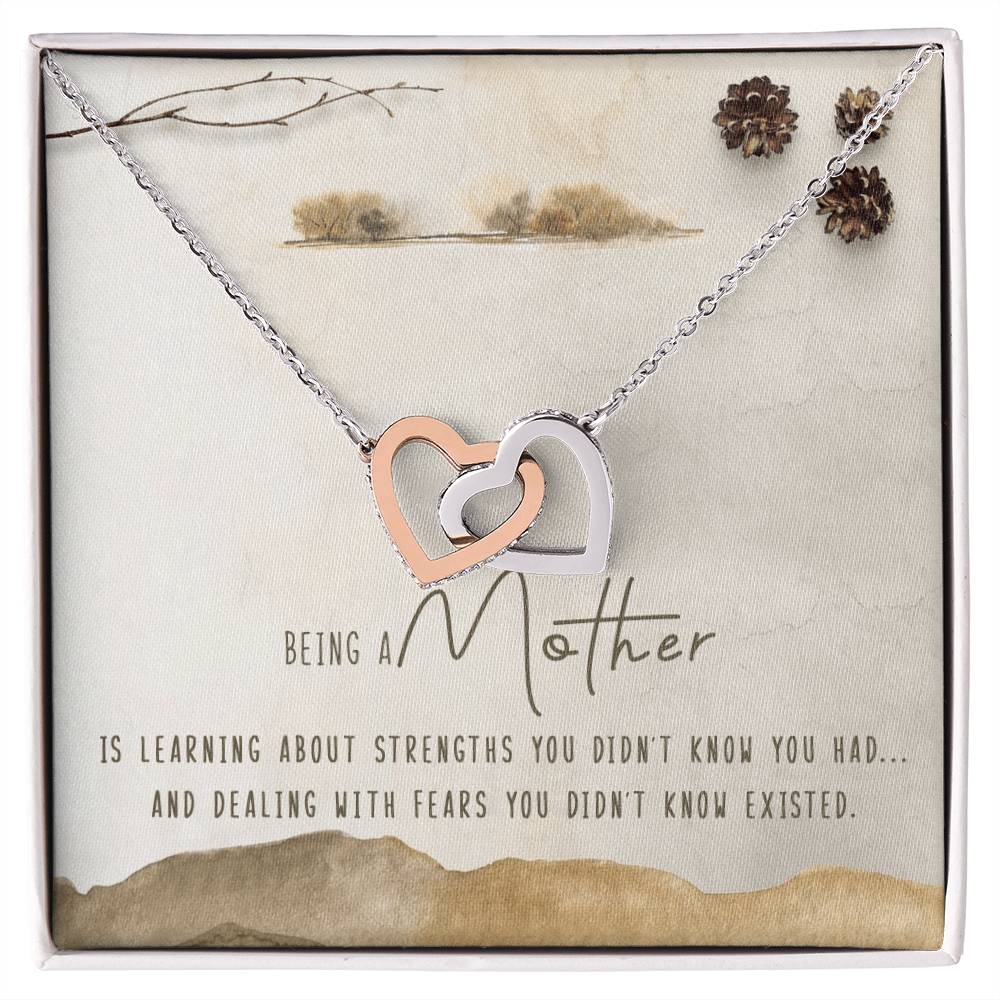 Being A Mother Interlocking Hearts Necklace Message Card