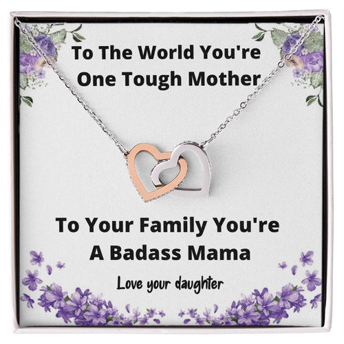 Necklace From Daughter One Tough Mother Gift Idea For Mom Jewelry For Mom Mother Daughter Gift Interlocking Hearts Necklace