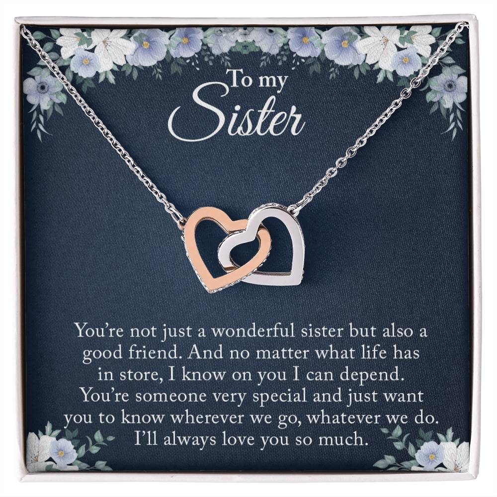 Necklace Sister’S Best Christmas Gift Birthday Gift For Sister To My Little Sister Present For Teenage Sister Gift For Sis Interlocking Hearts Necklace