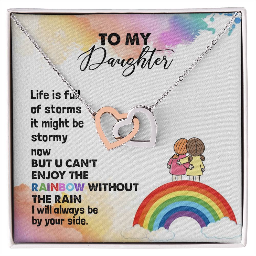 To My Daughter Necklace From Mother Life Is Full Of Storm Interlocking Hearts Necklace