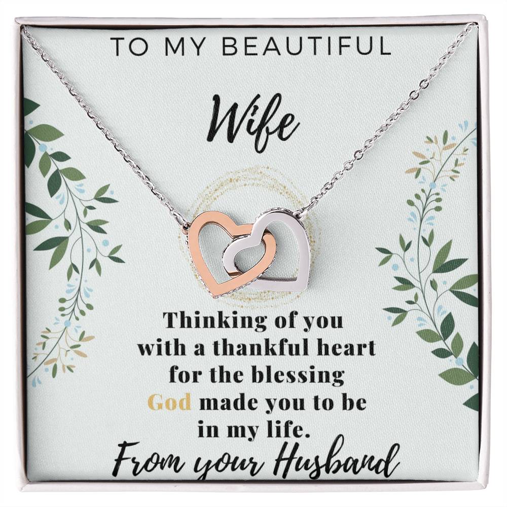 Gift For Wife From Husband Interlocking Hearts Necklace