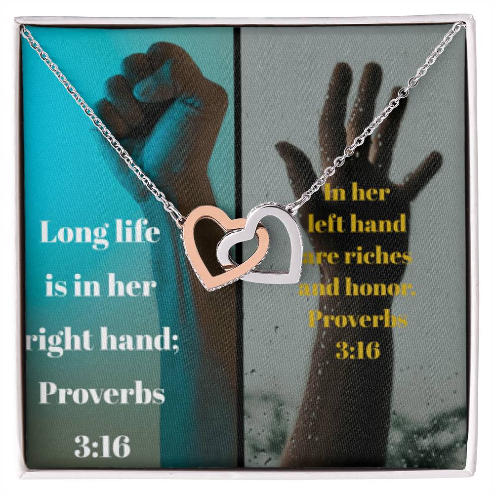 Ike Mens Collage Proverbs Jewelry Interlocking Hearts Necklace