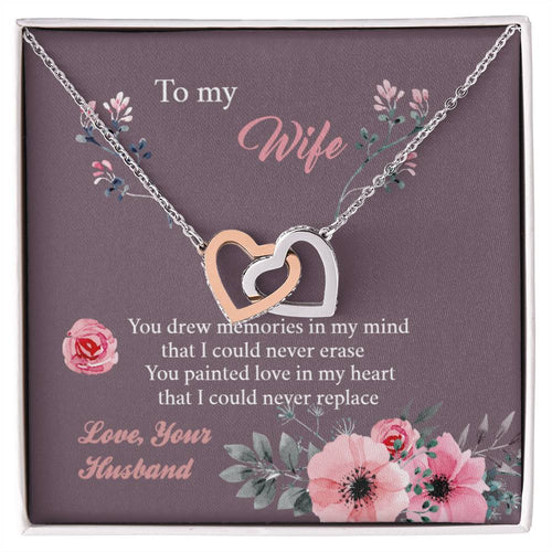 To My Wife - Memories Paint Heart - Necklace Interlocking Hearts Necklace