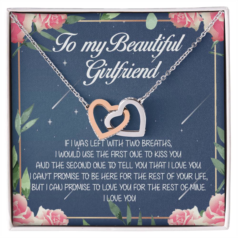To My Beautiful Girlfriend Interlocking Hearts Necklace