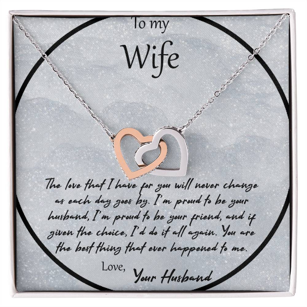To My Wife The Love That I Have For You - Gray Interlocking Hearts Necklace